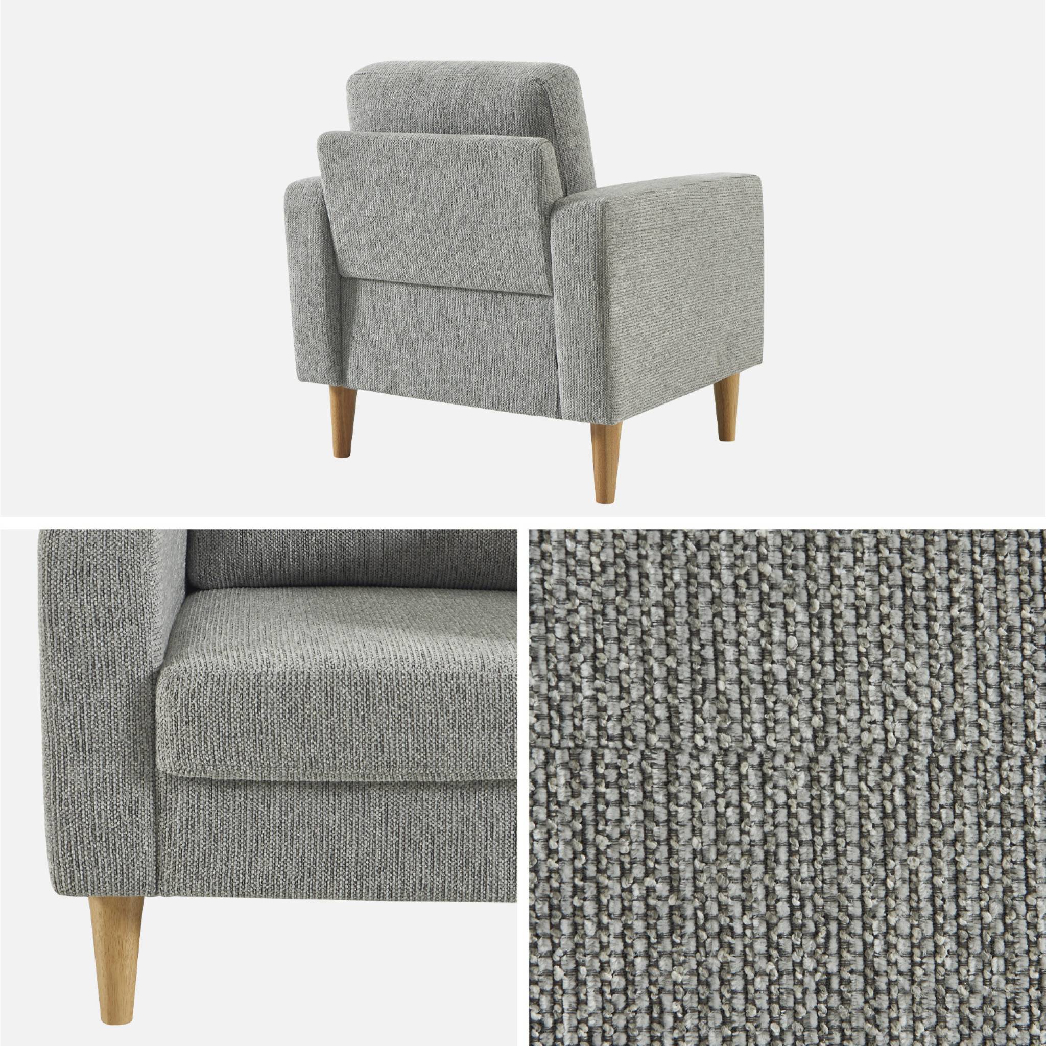 Fauteuil bois d'hévéa et tissu chenille  BJORN