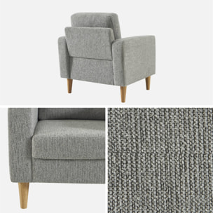 Fauteuil bois d'hévéa et tissu chenille  BJORN