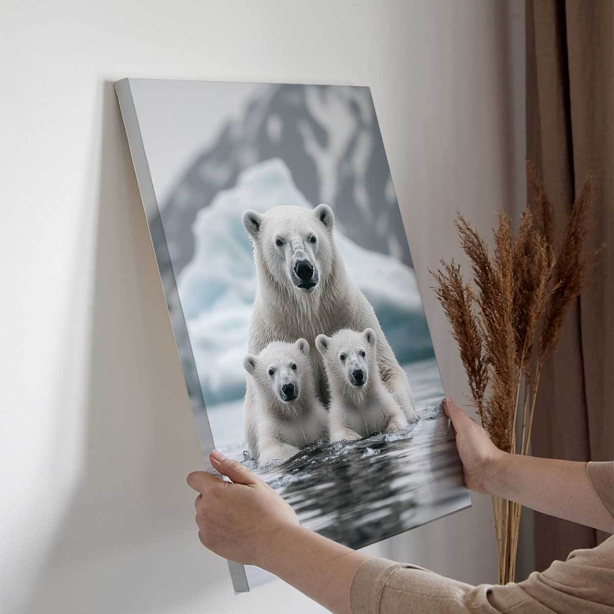 Tableau famille ours polaire Toile imprimée