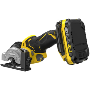 STANLEY FATMAX V20 Mini-Scie Circulaire 75 mm Brushless 18V + 2 Batteries 2Ah SFMCM300D2-QW