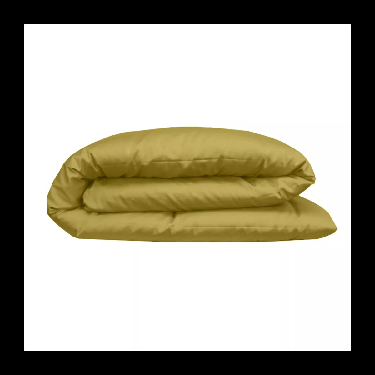 Housse de couette satin de coton uni or Ava uni curry