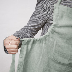 Tablier de Chef ajustable "Soline" 70 x 85 cm Lin lavé - Couleur: Soline Eucalyptus