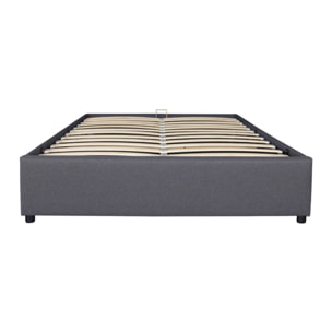 Lit coffre Otto en similicuir gris avec sommier 140x190cm
