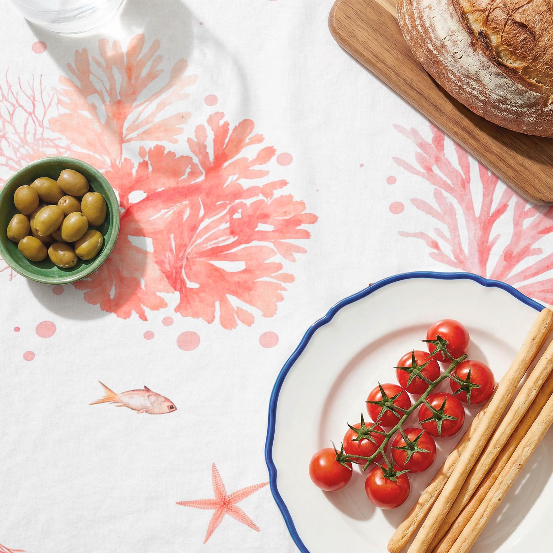 Nappe anti-taches AMALFI CORAIL - en 100 % coton