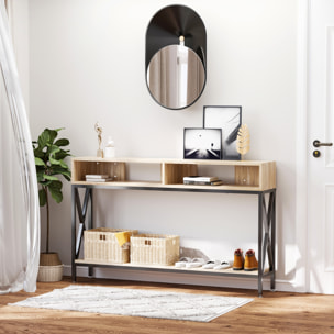 Mesa Consola Mueble para Recibidor con 2 Compartimientos y Estante Consola para Recibidor Entrada Pasillo 120x23,5x75 cm Roble y Negro