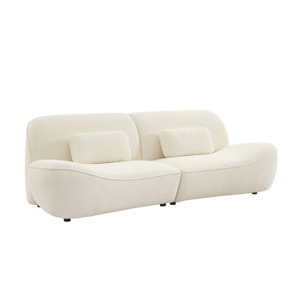 Canapé 3 places en bouclette blanche L 265 x P 114 x H 85cm - Nia