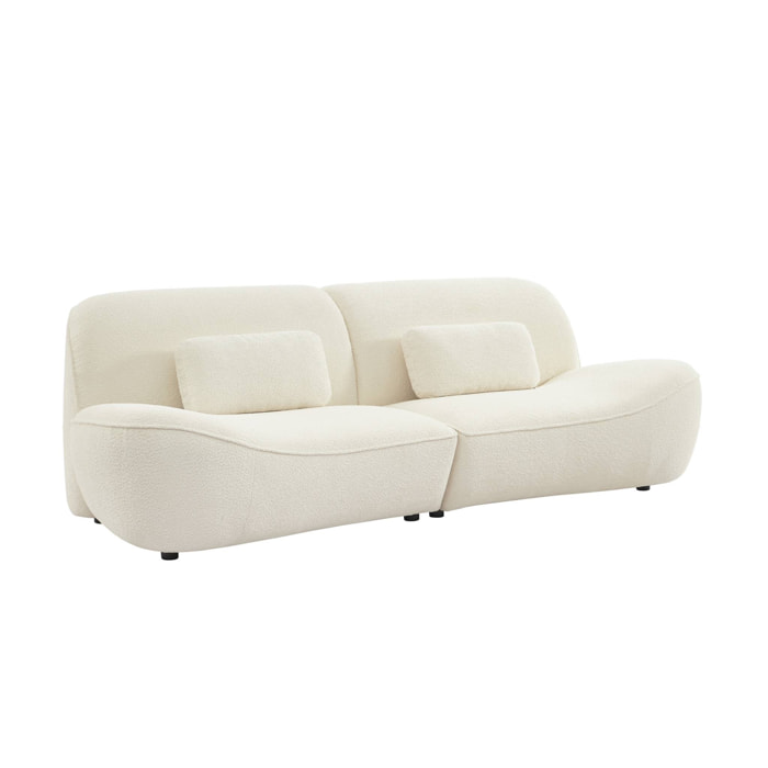 Canapé 3 places en bouclette blanche L 265 x P 114 x H 85cm - Nia