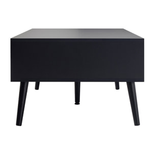 Goto - table basse - noir et cannage - 1 tiroir et 1 niche - 110 cm - Noir