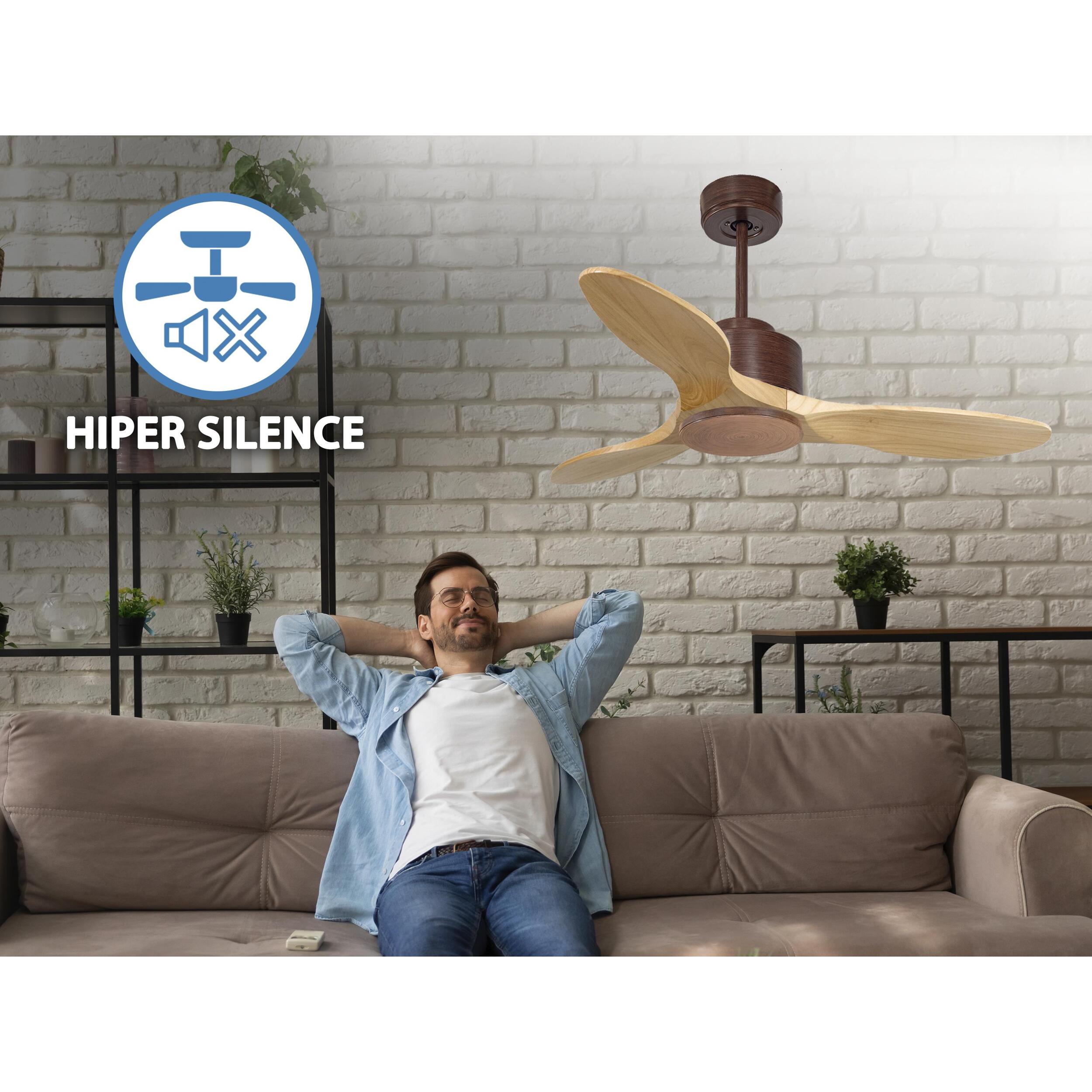 Ventilateur de plafond ø106 cm avec Wifi Réversible Hypersilence 40   W brun