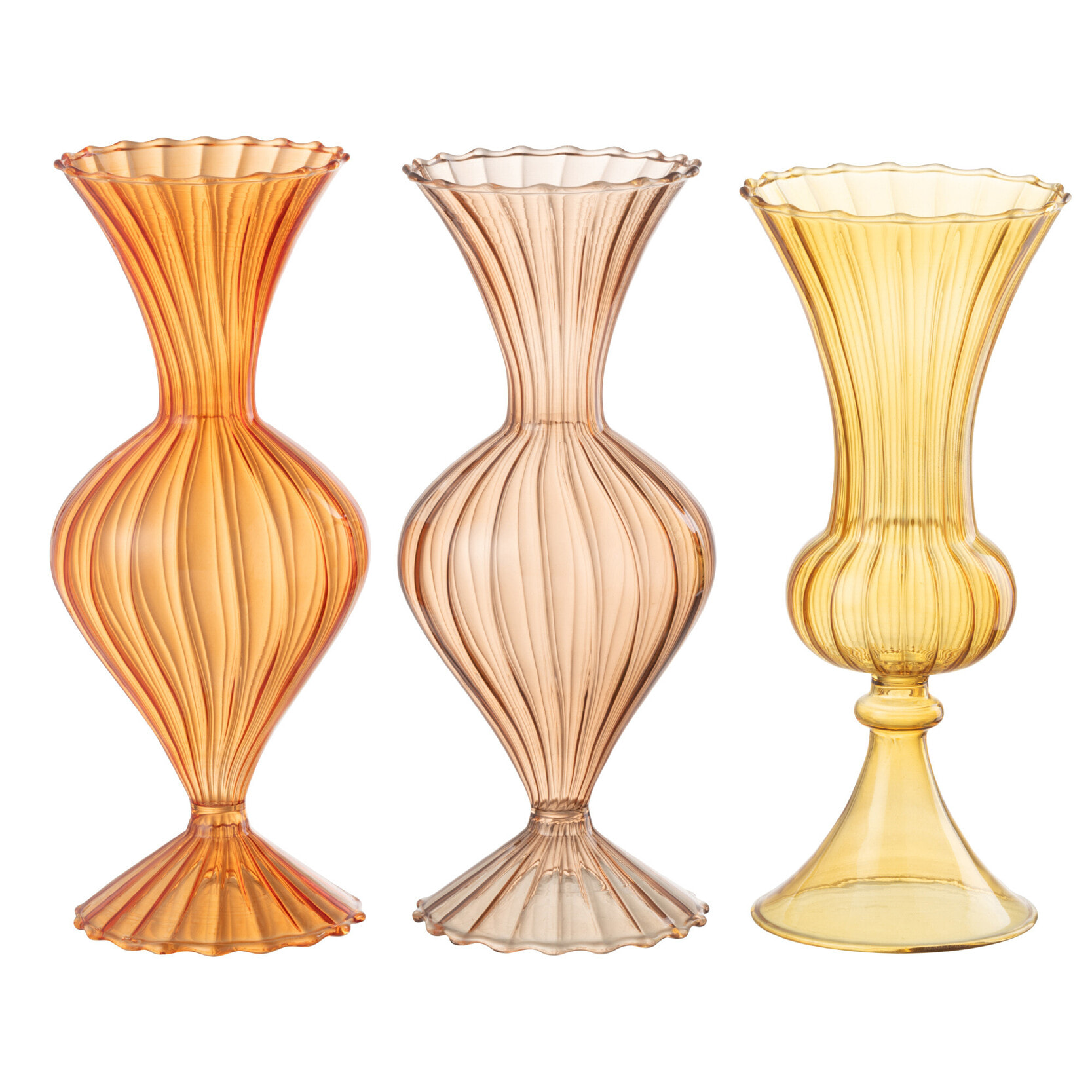 J-Line vase Goutte/Calice - verre - orange/jaune - 3 pcs