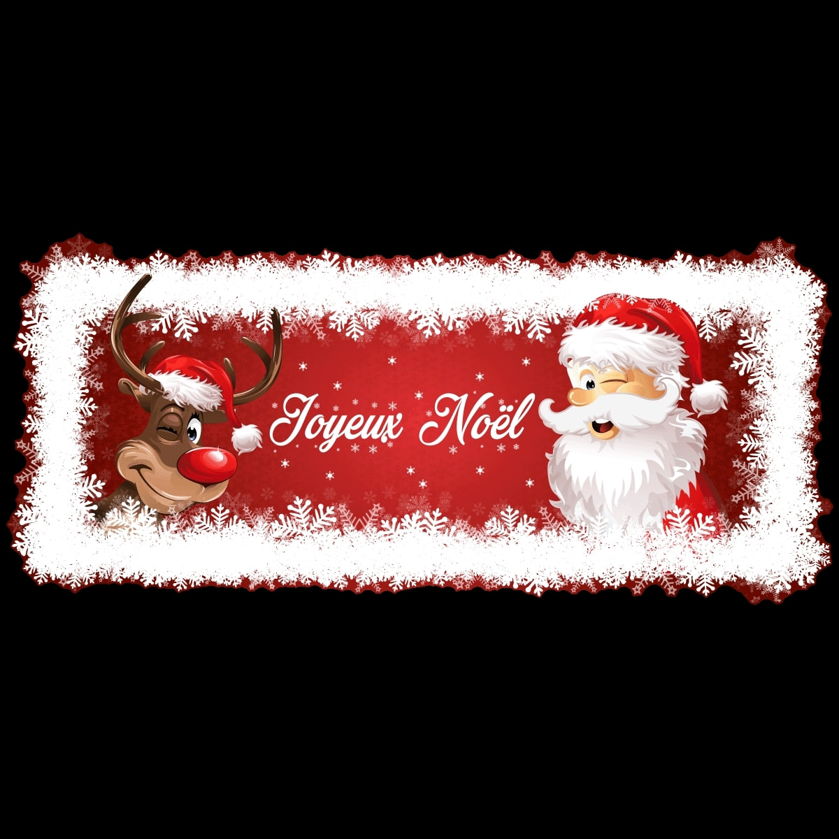 Sticker Noël Joyeux Noël renne et père Noël - Autocollants stickers adhésifs noël - décoration fêtes