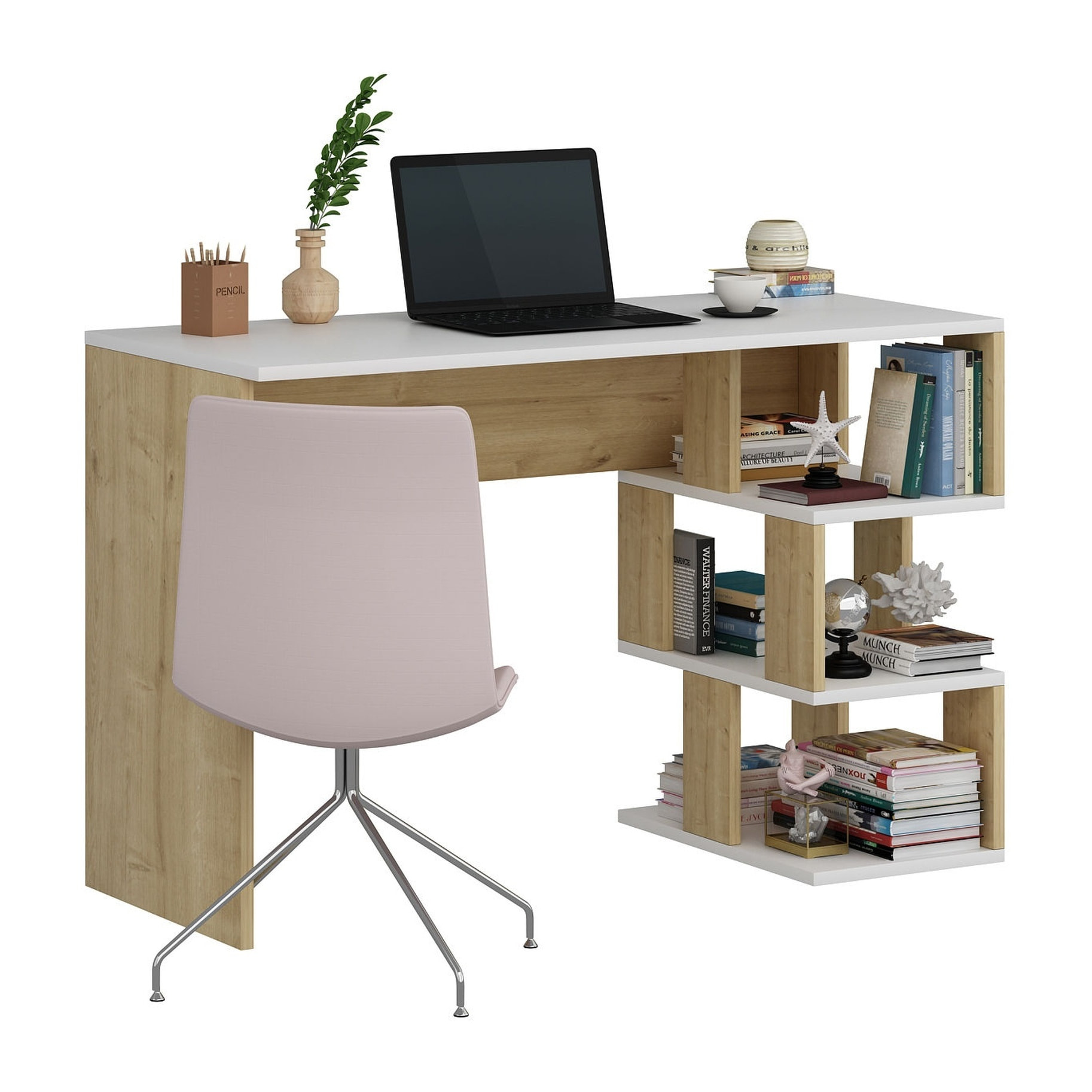 Escritorio,100% tablero de aglomerado rechapado en melamina, color blanco_x000D_
safiro roble
