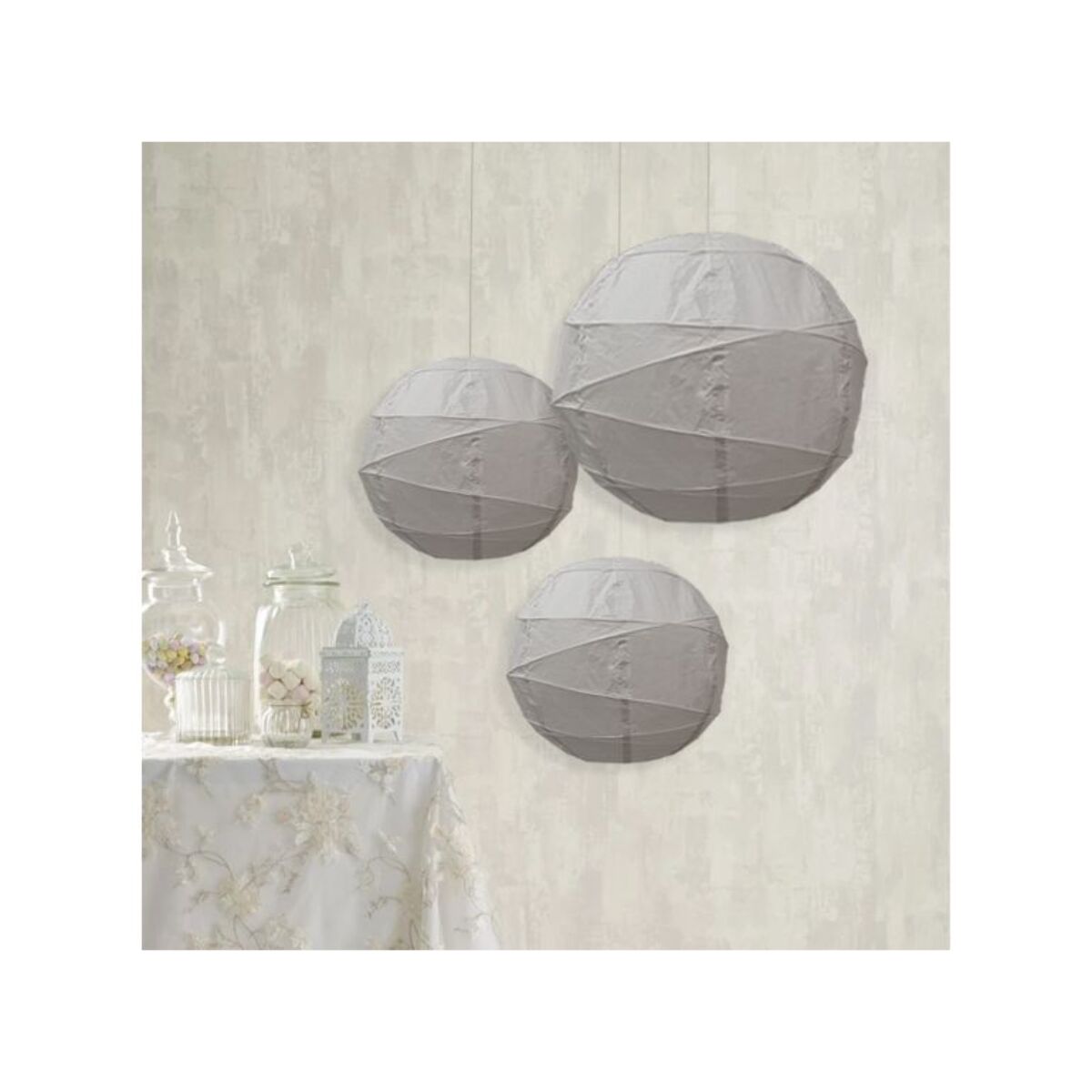 Lot de 4 lampions rond en papier D40 cm - LAMPY