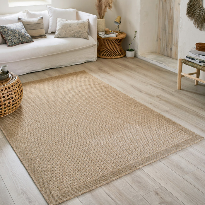 Tapis intérieur/extérieur effet toile de jute beige FINCH