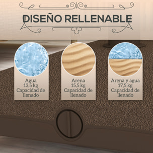 Base para Sombrilla con Ruedas, 2,5 kg, Soporte de Parasol de HDPE, Pie para Sombrilla con Postes Ø22 mm a Ø38 mm, Rellenable de Arena 18 kg o Agua 16 kg, para Jardín, Patio, Terraza, Marrón