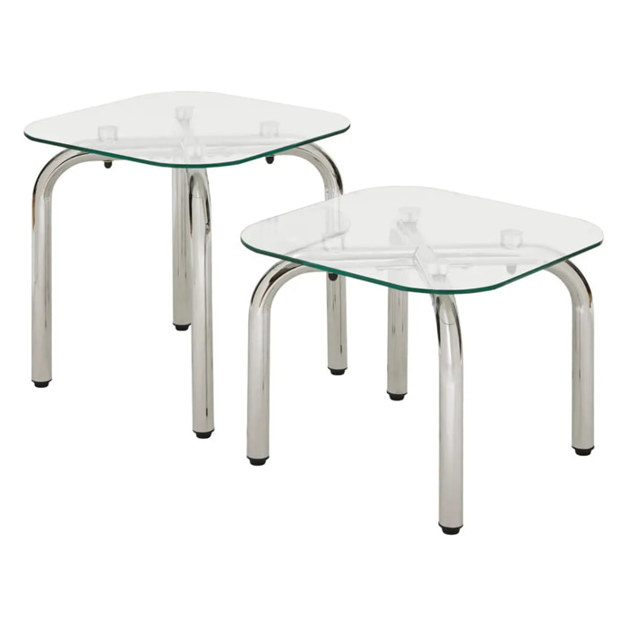 Lot de tables d'appoint Hecate argent 50x50cm