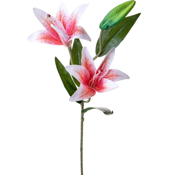 Lilium X2 66 Cm - Pezzi 6 - 18X66X14cm - Colore: Rosa - Bianchi Dino - Fiori Artificiali