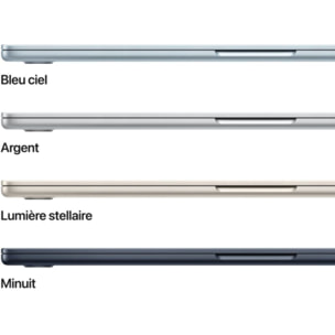 Ordinateur Apple MACBOOK Air 15" Puce M4 CPU 10 / GPU 10 coeurs Mémoire RAM 24Go Stockage 512Go SSD Retina Argent