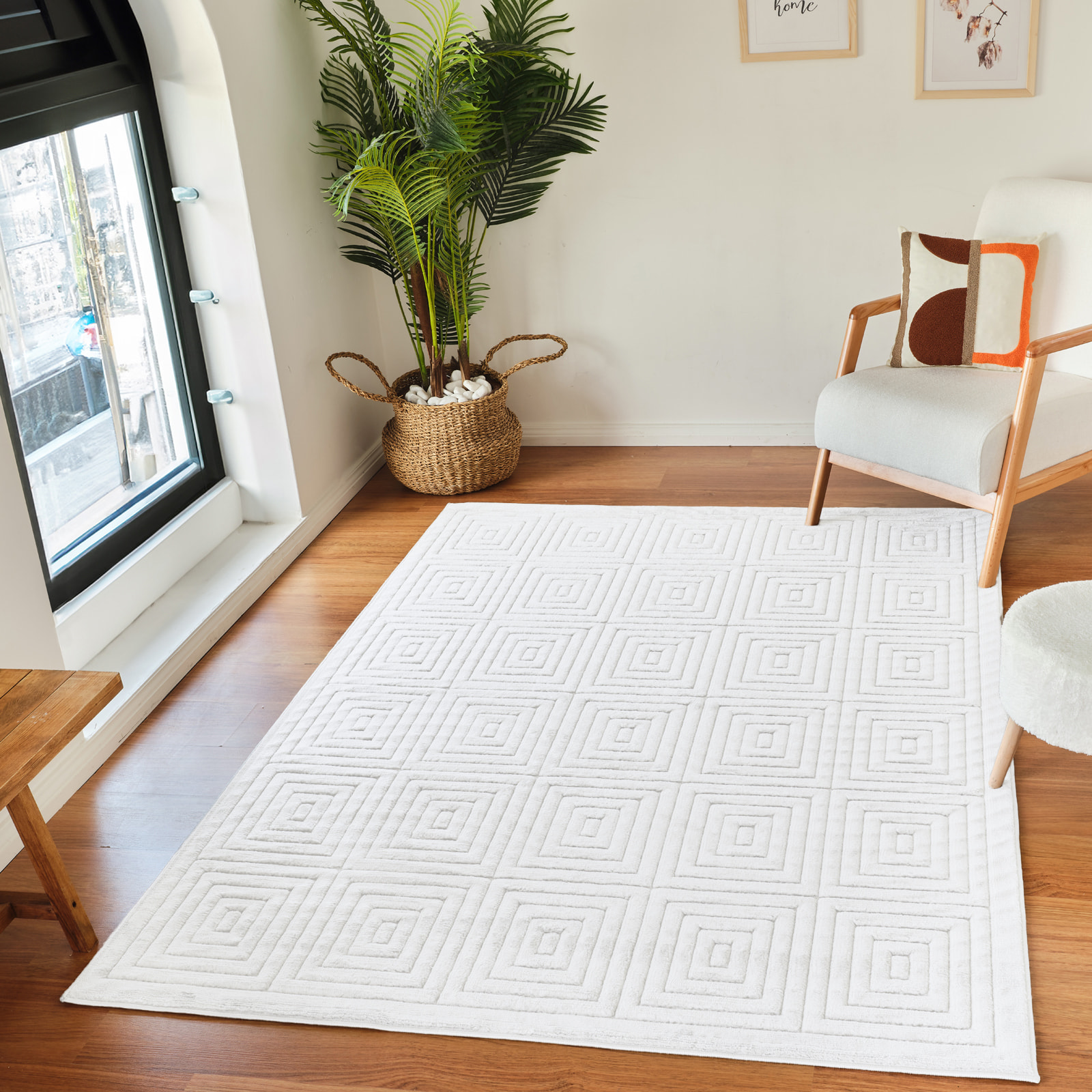 SAKURA Alfombra de Interior/Exterior con Motivos 3D en Relieve
