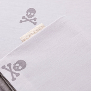 Set cama funda nórdicay 2 fundas almohada, 100% algodón, gris oscuro & gris claro calaveras scalpers home
