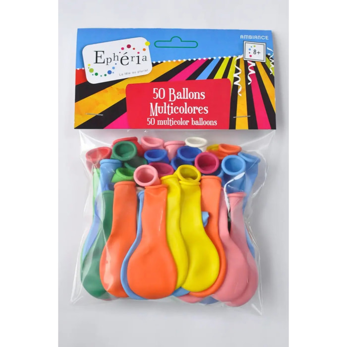 Ballons gonflables multicolores x50