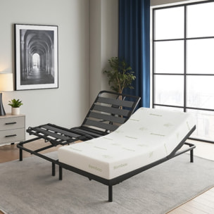 Lit Électrique Ergoflex avec Chevet et Matelas| Sommier à lattes en bois de pin