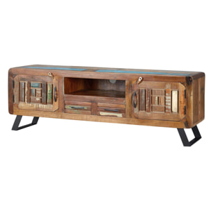 Meuble TV en bois recyclé 160 cm style vintage industriel