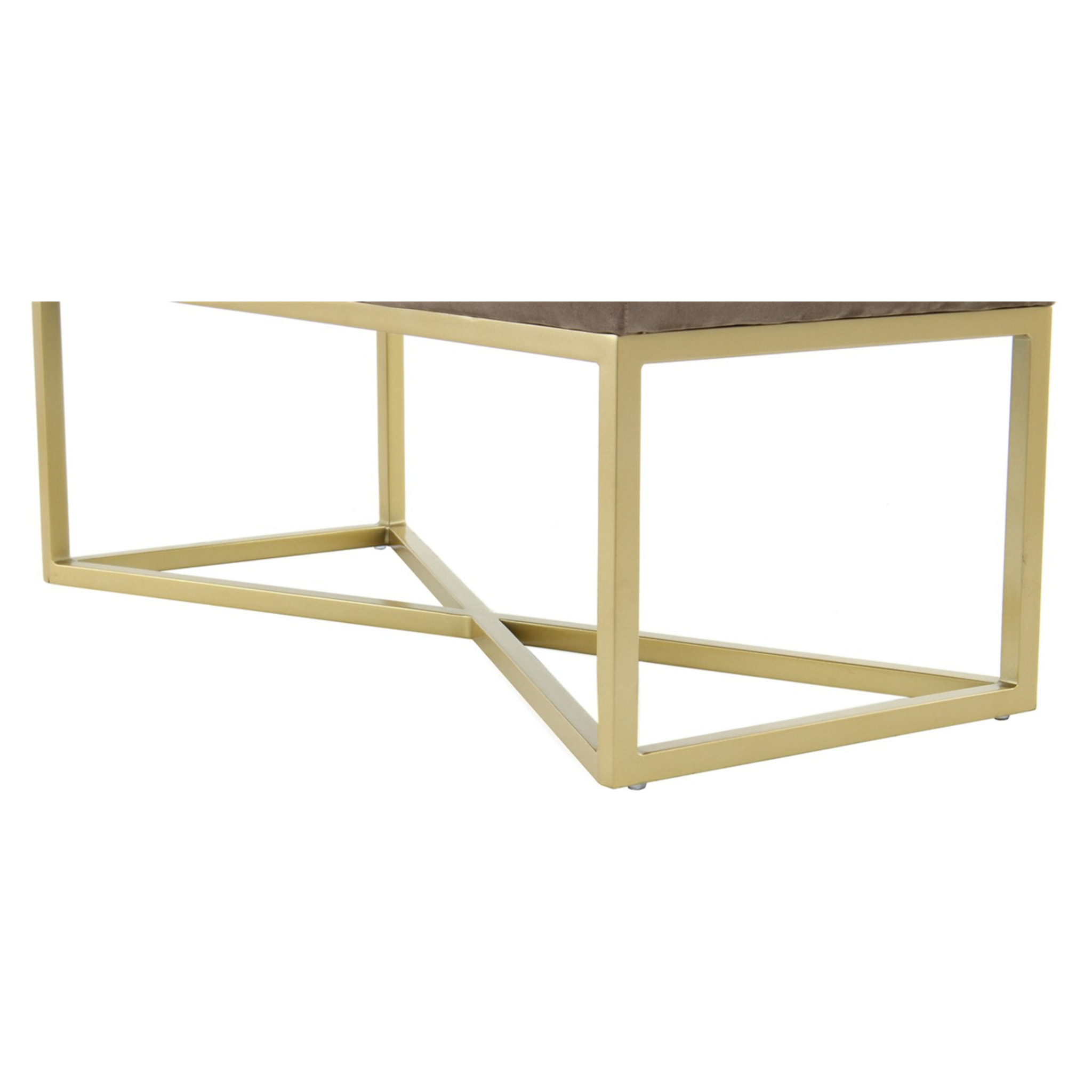 Panca Diaz 100 in velluto taupe e metallo oro