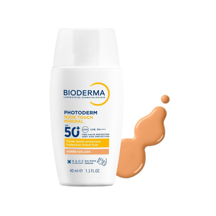 Photoderm Nude Touch - Soin Minéral Teinté Doré - Peaux Sensibles Mixtes/Grasses SPF50+ 40 ml