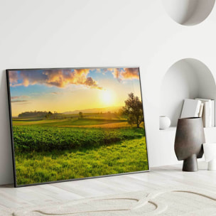 Affiche encadrée campagne au lever du soleil Affiche + cadre en métal - Noir