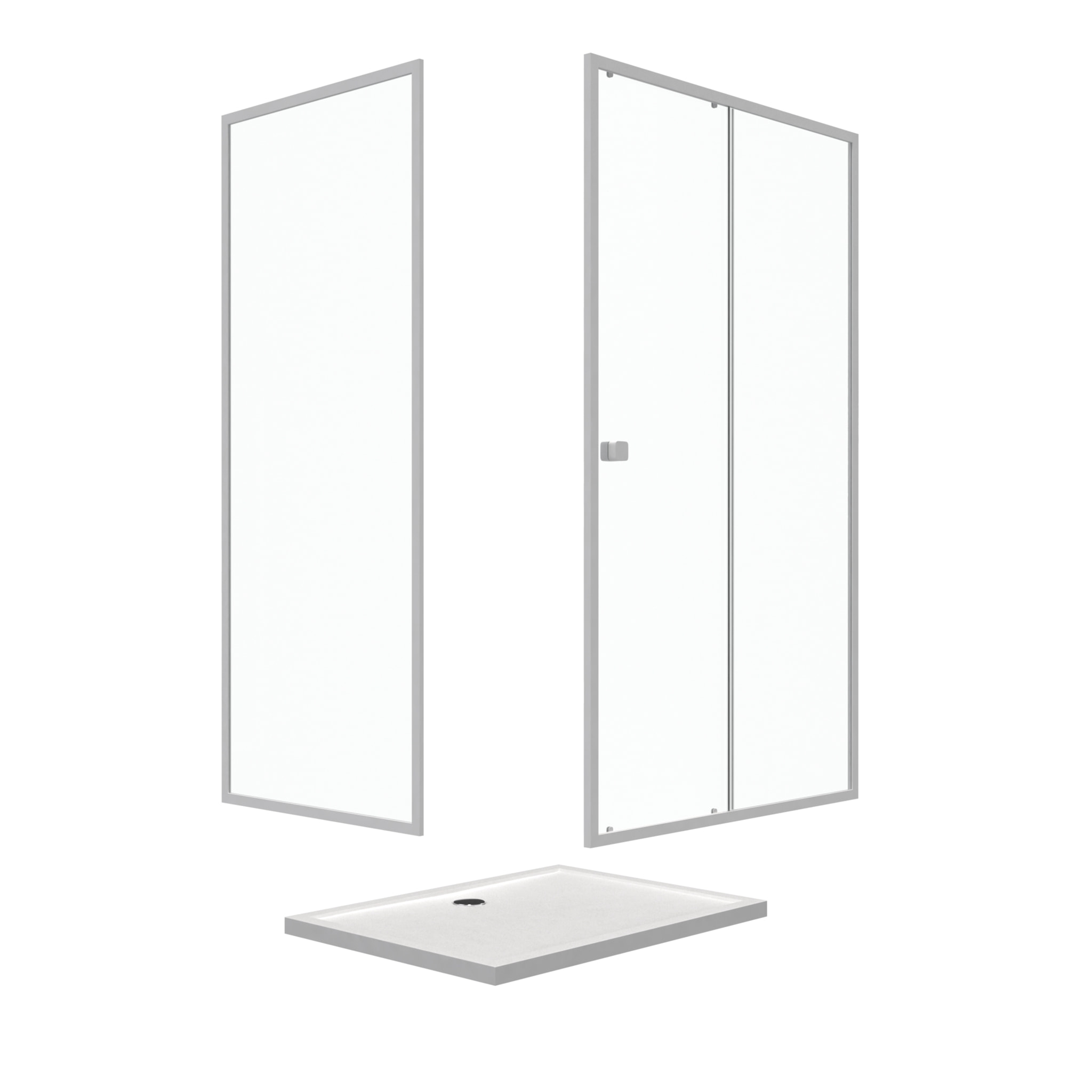 Pack porte de douche Coulissante blanc extensible 120X185 + paroi de retour 90cm + receveur - WHITY