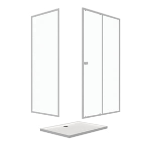 Pack porte de douche Coulissante blanc extensible 120X185 + paroi de retour 90cm + receveur - WHITY