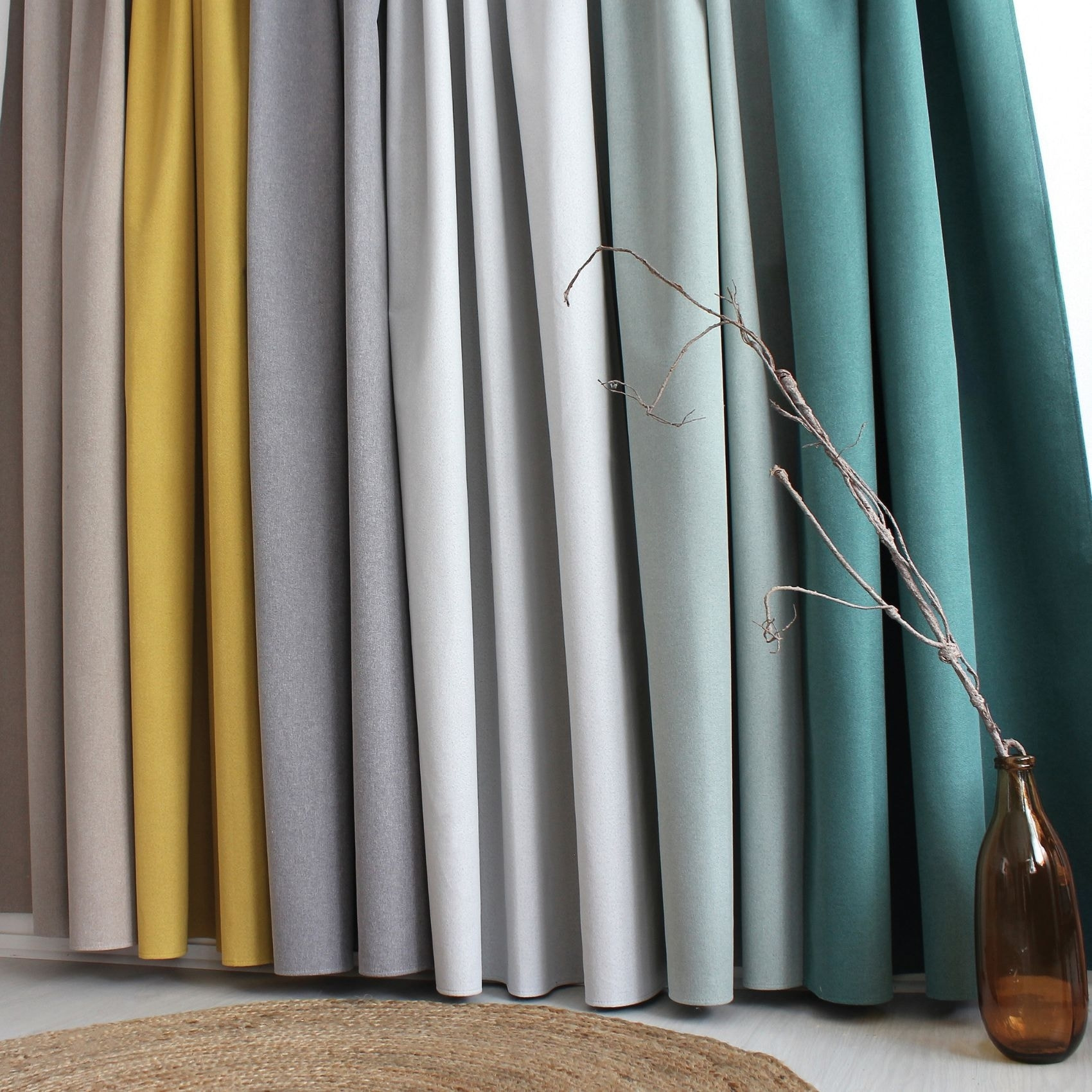 Rideau occultant aspect chambray - Céladon