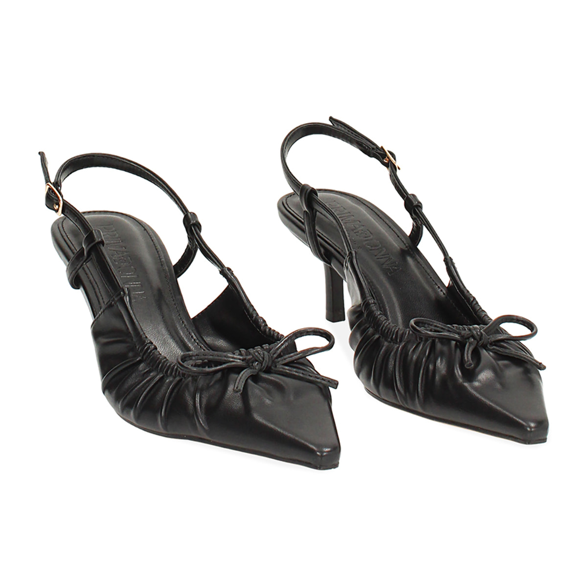 Décolleté slingback donna nere con fiocchetto