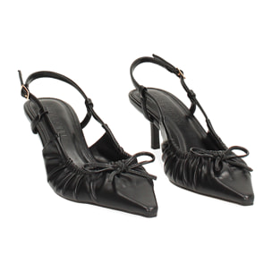 Décolleté slingback donna nere con fiocchetto