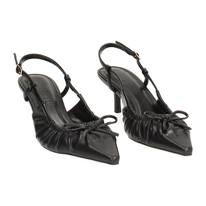 Décolleté slingback donna nere con fiocchetto