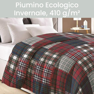 INTRECCI Piumino Singolo, 170 x 260 cm, Piumino Ecologico, Caldo, Invernale, 300 g/m², Anallergico e Antiacaro, Made in Italy, Lavabile in Lavatrice, Soffice, Morbido. Fantasia: Tartan Multicolor