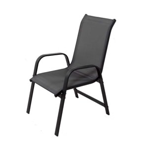 Fauteuil jardin Alu/Textilène "Porto" - Phoenix - Gris foncé - Lot de 2