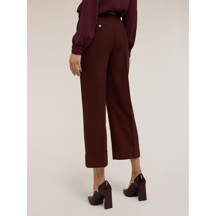 Motivi - Pantaloni cropped in crepe - Marrone