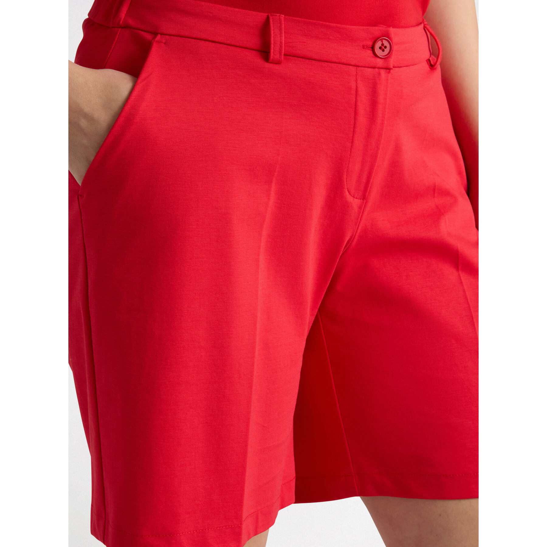 Fiorella Rubino - Pantalón corto en punto Milano - Rojo
