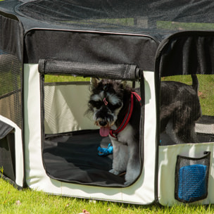 Parque Mascota Plegable de Oxford 120x48x58cm Negro y Crema