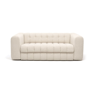 Violette - Canapé 3 places convertible express couchage quotidien 140 cm matelas 14 cm en velours gaufré - Beige