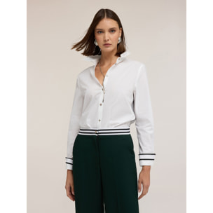Motivi - Camisa de popelín con puños decorados - Blanco