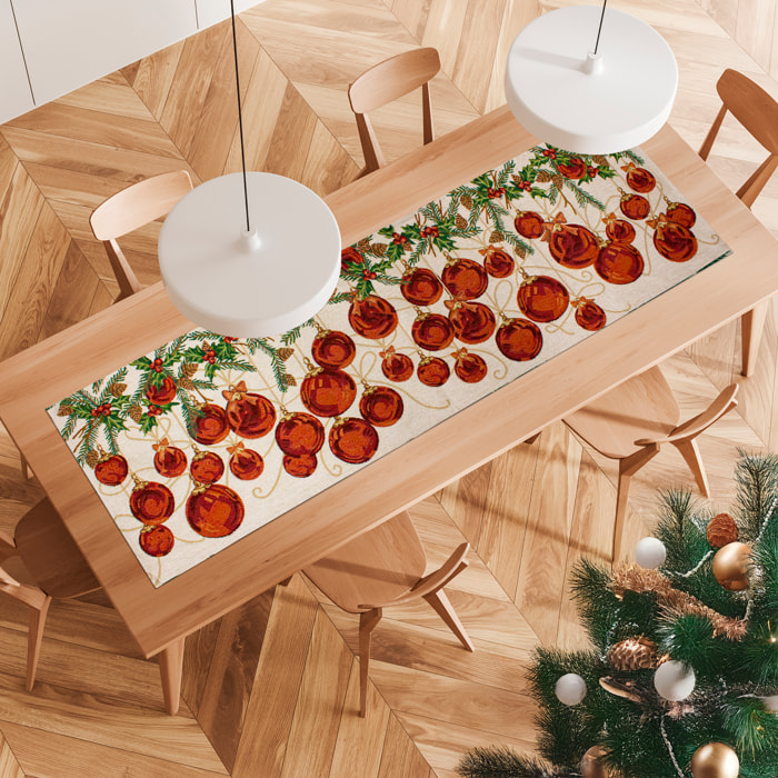 Runner Natalizio Palline 40x140 cm Gobelin Jacquard