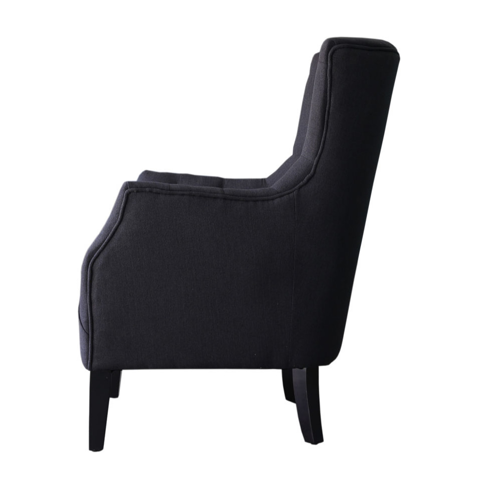 Fauteuil Scandinave Tissu "Duchesse" - 76 x 83 x 100,5 cm - Noir