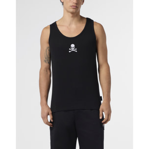 PHILIPP PLEIN Cotton Tank Top Skull & Bones