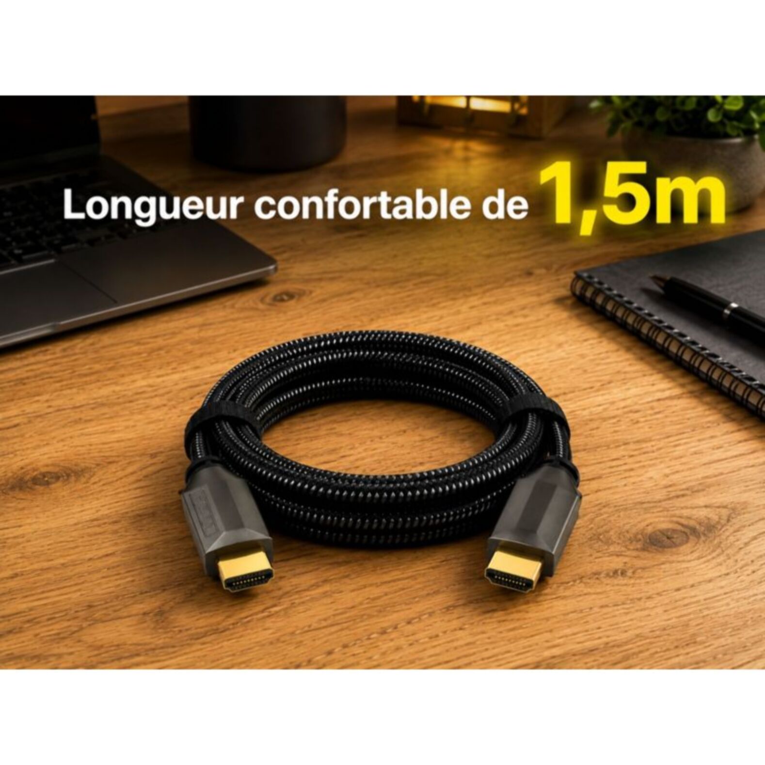 Câble HDMI ADEQWAT 2.1/48Gbps 1.50M Noir