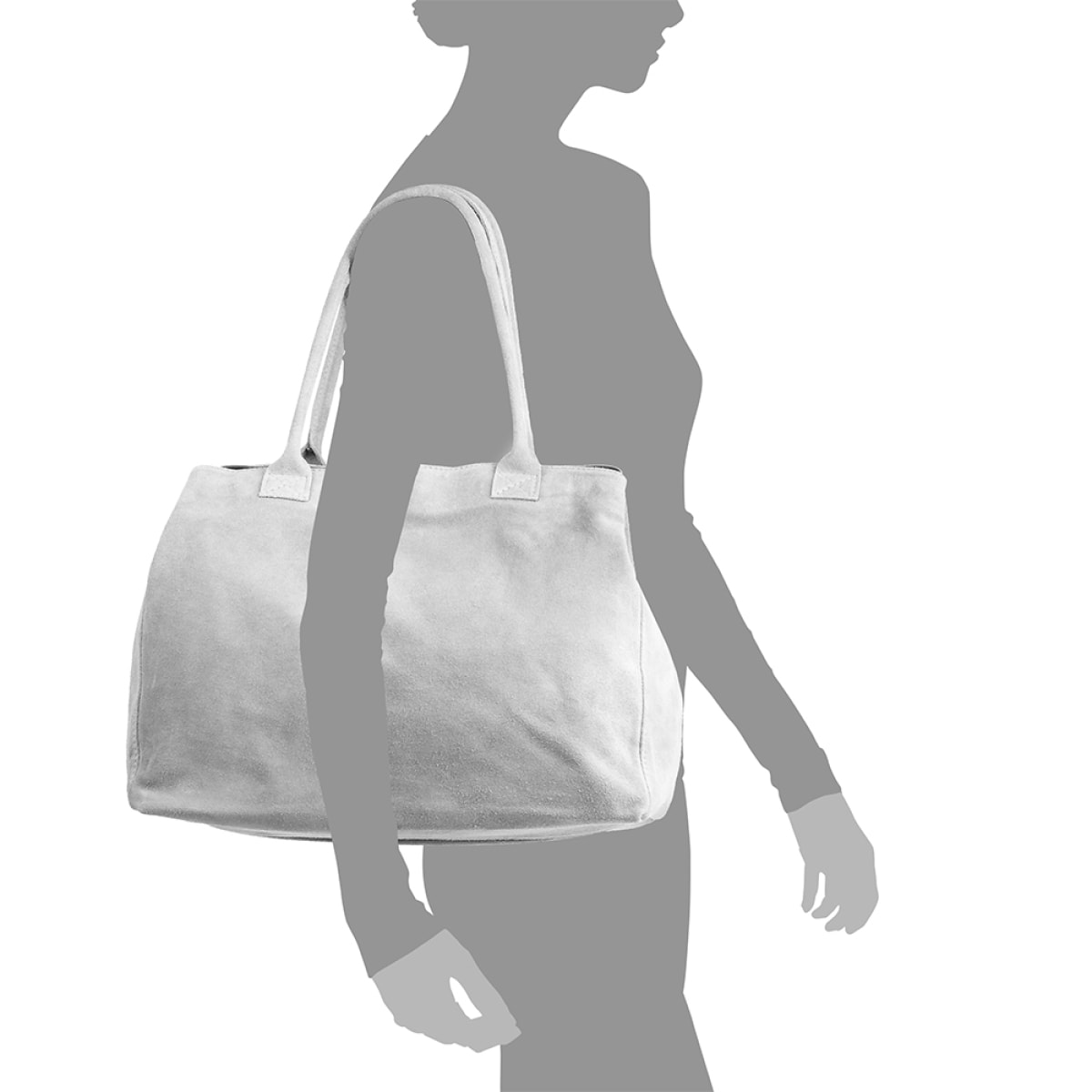 Annagrazia Bolso Shopper Mujer.Piel auténtica Gamuza