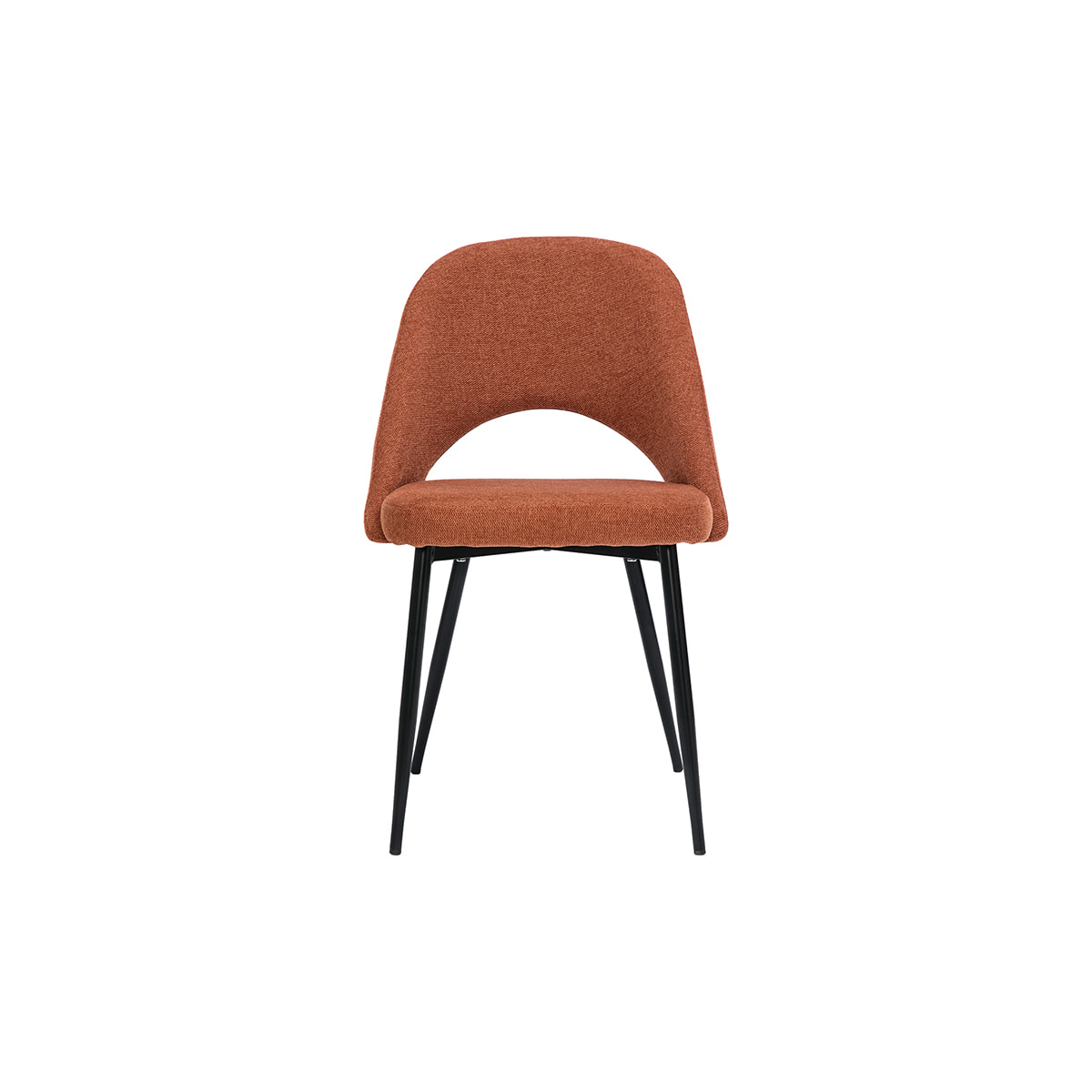 Chaises vintage en tissu effet velours texturé terre brûlée et métal noir (lot de 2) COSETTE