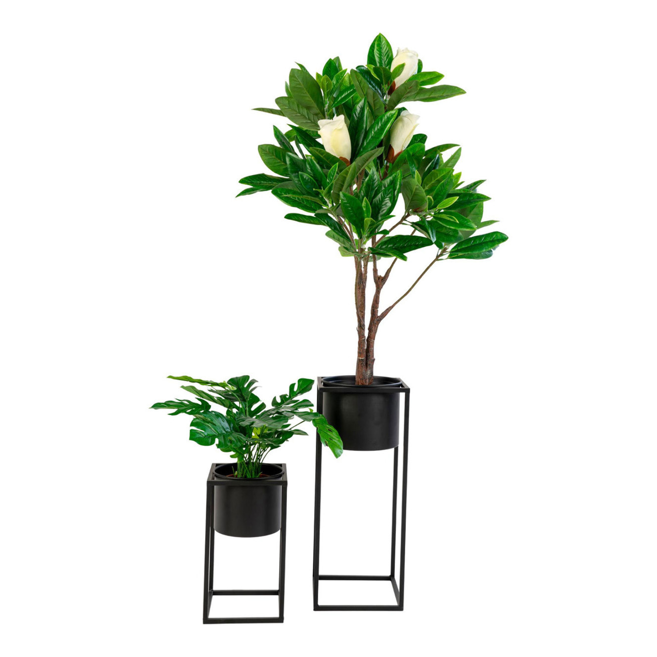 Set 2 vasi da fiori Marla in acciaio nero